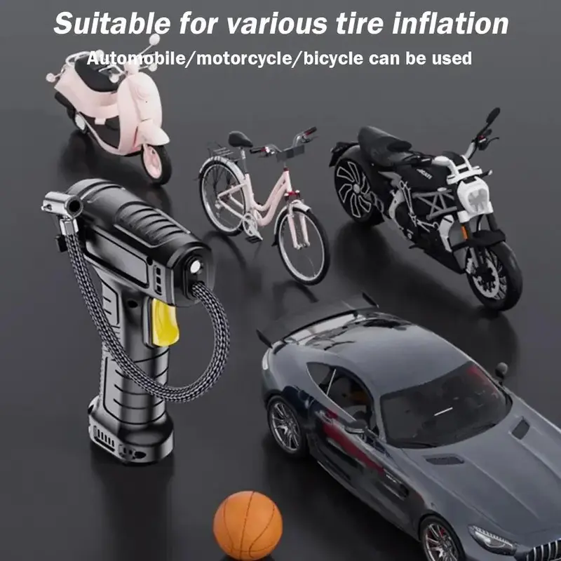 Portable Car Air Compressor, 12V Car Air Pump with LED Light, Car Tire Inflator, Electric Pump for Car, Motorcycle, Bicycle, Ball 6