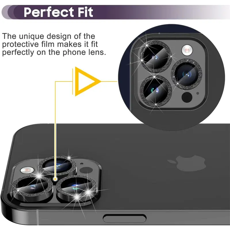 Kính Bảo Vệ, Chất Liệu Kim Loại, Dành Cho iPhone 15, 14, 13, 12, 11, Pro Max Và 12, 13 Mini, 14Plus Và 14Pro Max, Kính Bảo Vệ Ống Kính Máy Ảnh, Bao Gồm Phim 3