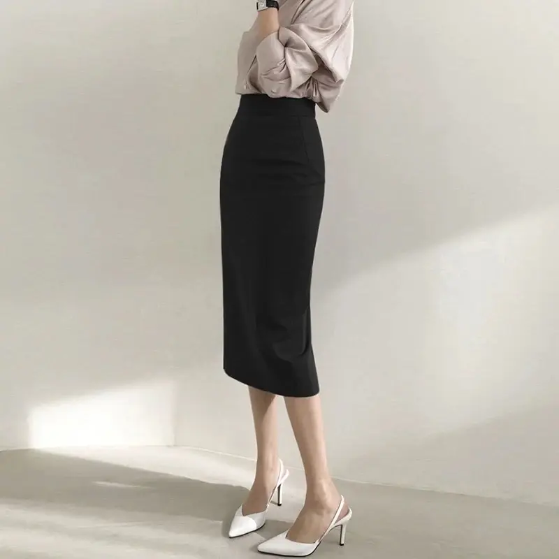 Guanfashion Chân váy bút chì lưng cao dáng dài qua gối lên dáng cực xinh, Mã CV01 Chân váy Nữ Women
