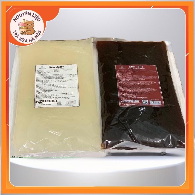  Thạch 3Q Sea Jelly 2kg – Vị Trắng & Đường Đen – Ăn Liền Không Cần Nấu – Topping Trà Sữa Chè Sữa Chua 
