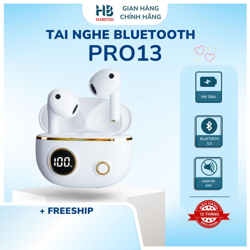 Tai Nghe Bluetooth Habitek PRO13 Âm thanh vòm HIFI Có Micro Trò Chuyện Chức Năng Cảm Ứng Pin 4h Thiết Kế Nhẹ Mang Lại Cảm Giác Chân Thực Nhất Nhét Tai Nghe Nhạc Led