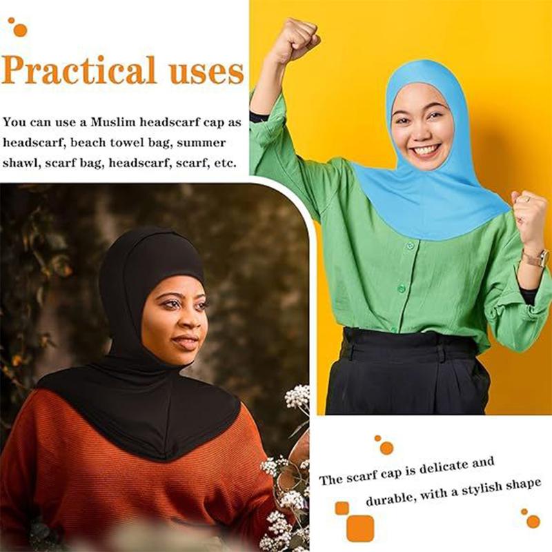 High Elastic Solid Color Muslim Full Cover Hijab Cap Islamic Underscarf Neck Head Bonnet Hat 1