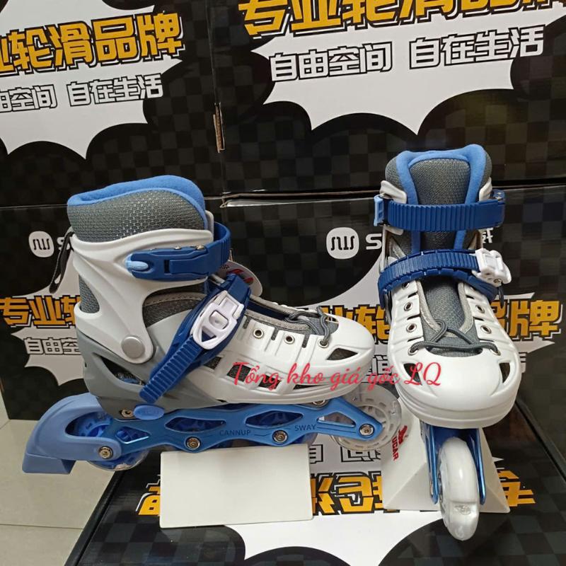 Patin trẻ em phát sáng SWAY mã mới S2 loại 2 khóa hàng đẹp, giày trượt patin cho bé bánh cao su, sáng 8 bánh màu xanh, đen, hồng cho bé. Patin có tăng chỉnh size