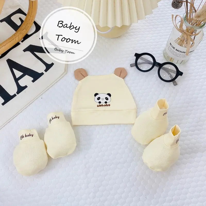 SET MŨ BAO TAY CHÂN thun mềm Tombaby đáng yêu, mềm,mịn, thoáng khí cho bé (CÓ COMBO) cho bé 0-3 tháng (dưới 5kg) 3