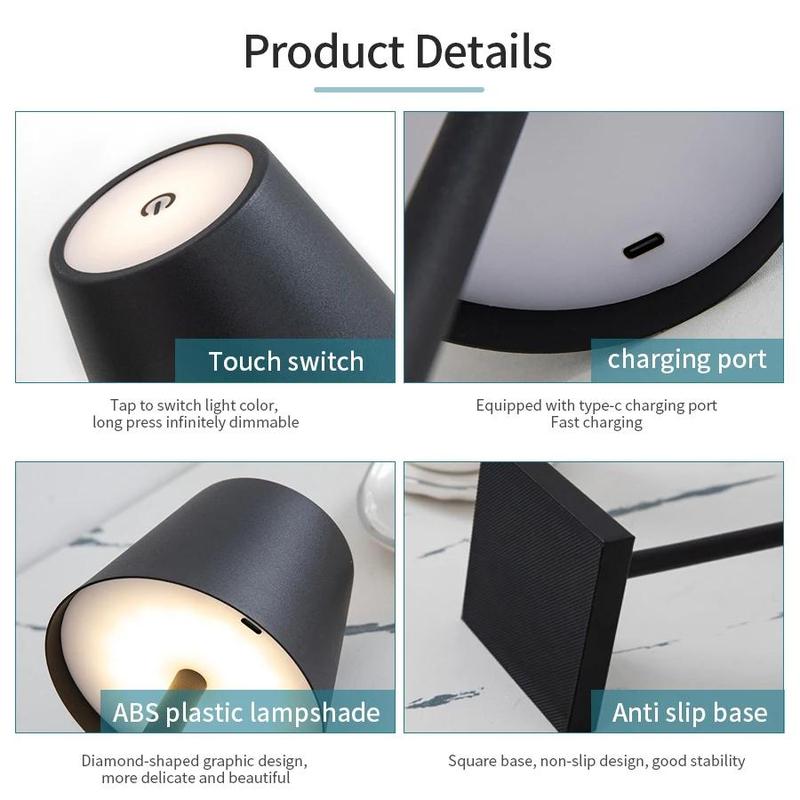 Rechargeable Desk Lamp, 3-color Touch Dimming Eye Protector LED Table Lamp, Versatile Usability Night Light For Study Side Table Mini Bed Side, Home Modern Interior 8
