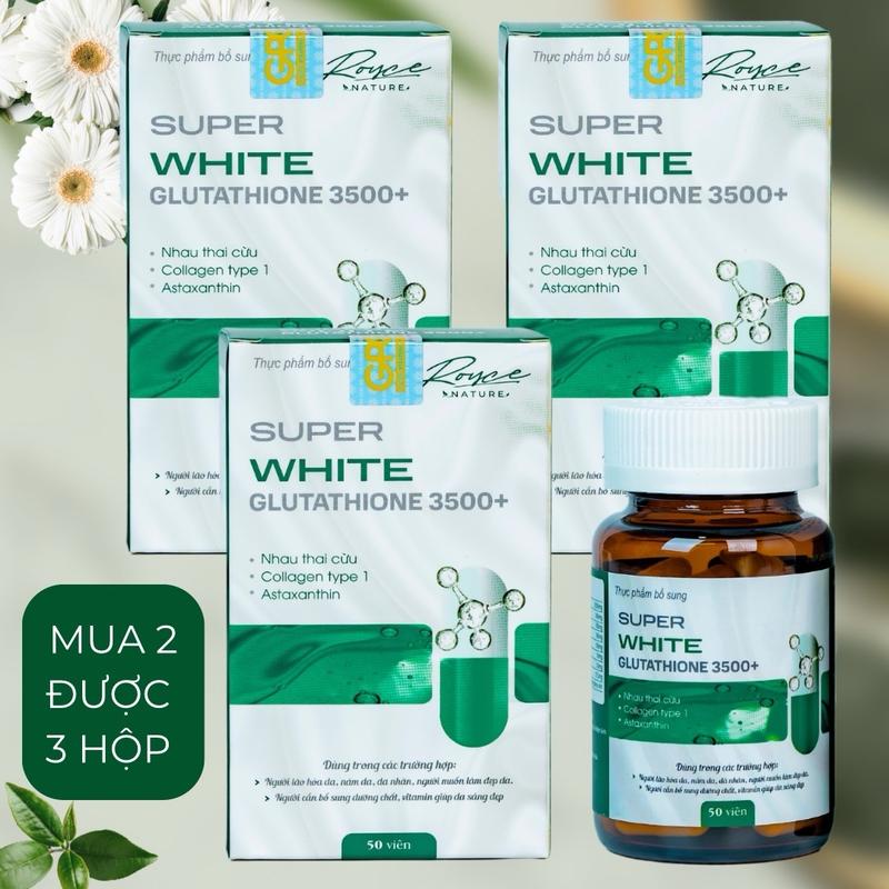 VIÊN UỐNG hỗ trợ TRẮNG TRẺ MỊN DA ROYCE GLUTATHIONE 3500 Hộp 50 Viên HIỆU QUẢ NHANH glubel viênuong trangda vienuong trang collagen