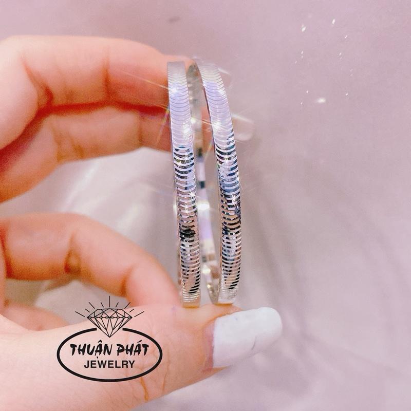  Phụ Kiện Vòng Kiềng Tay Nữ V043 Mắt Mèo móc máy 9D Bản 4Li Có Khoá  Đeo Tay Sang Trọng Trang Sức Bạc Xi Kim - Bạc Thuận Phát 