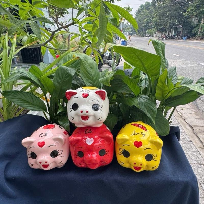  Heo Sứ Tiết Kiệm S3 Lỗ Tròn Đựng Nhẫn Vàng Heo Đất Lợn Đất Ống heo tiết kiệm_Heo Đất Xuân Hiếu Ống Tiết Kiệm đấttiếtkiệm con 