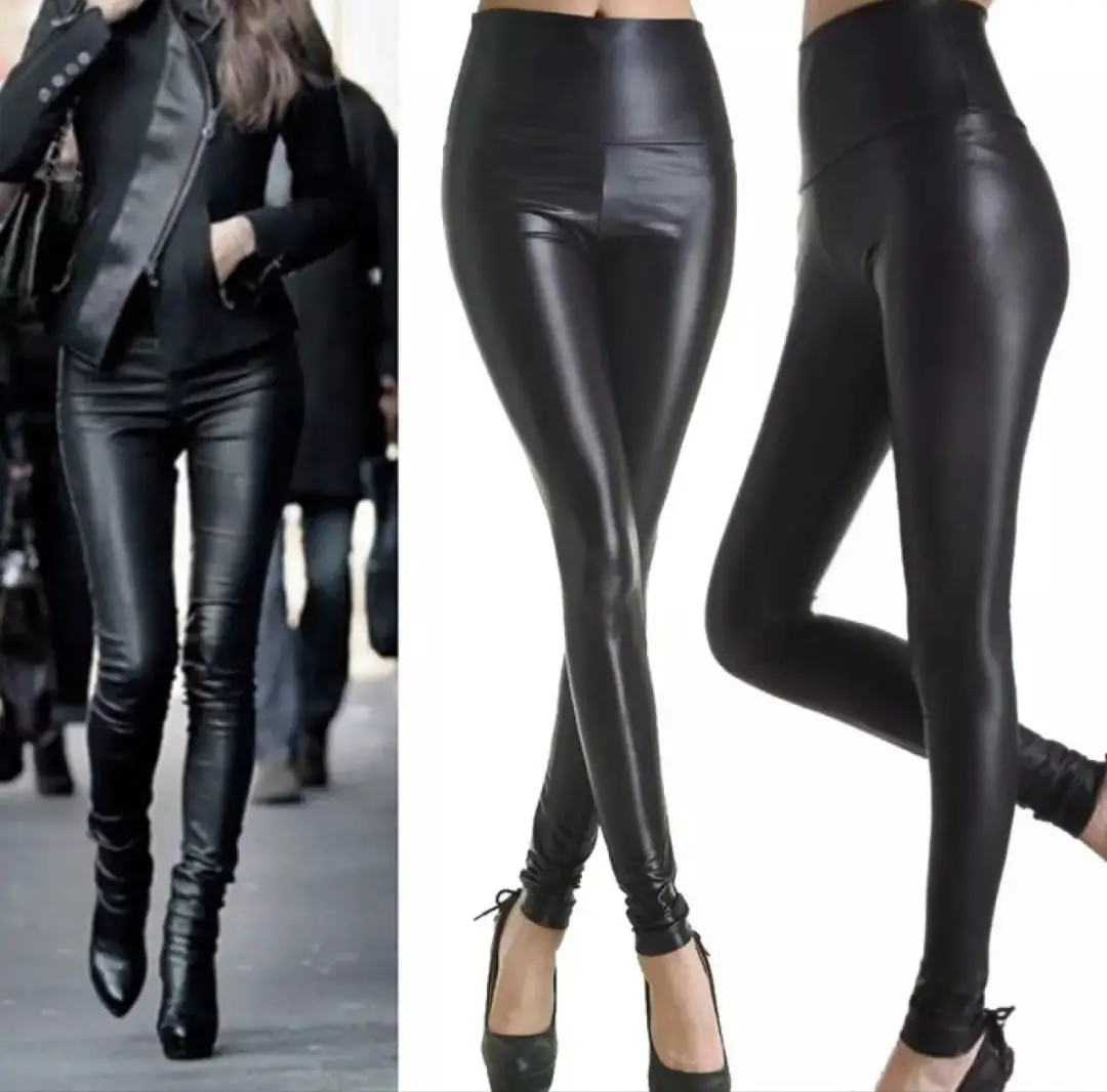 Celana Latex Hitam Panjang Wanita Import/Celana Latex Pinggang Tinggi Murah Dan Bagus nyaman santai Spandex