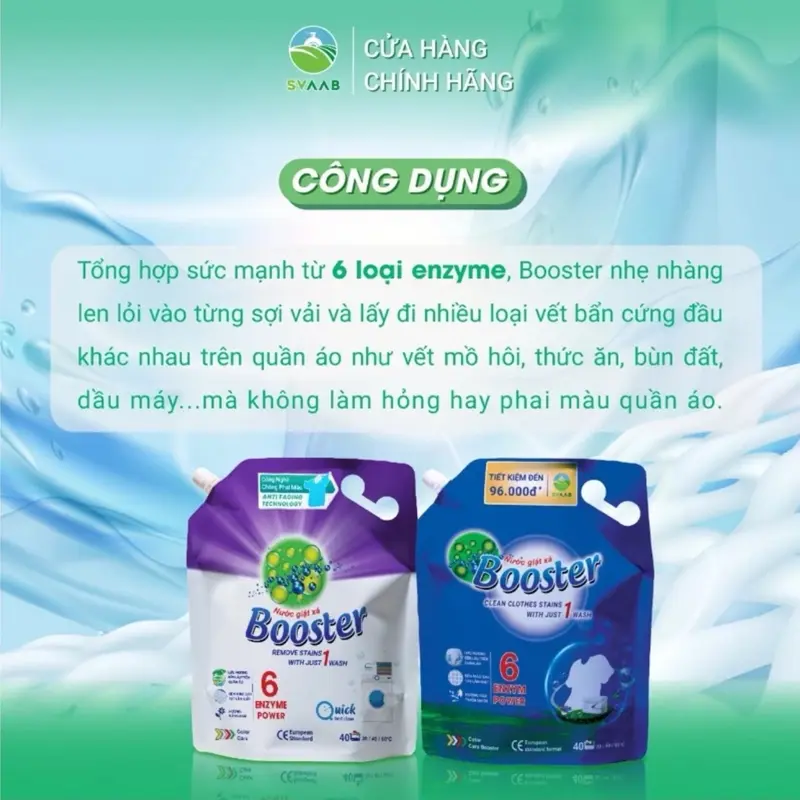 Combo 4 túi 1 Thùng Nước giặt xả Booster 2in1 , Làm Sạch hiệu quả , lưu hương , an toàn với da , không phai màu quần áo 2