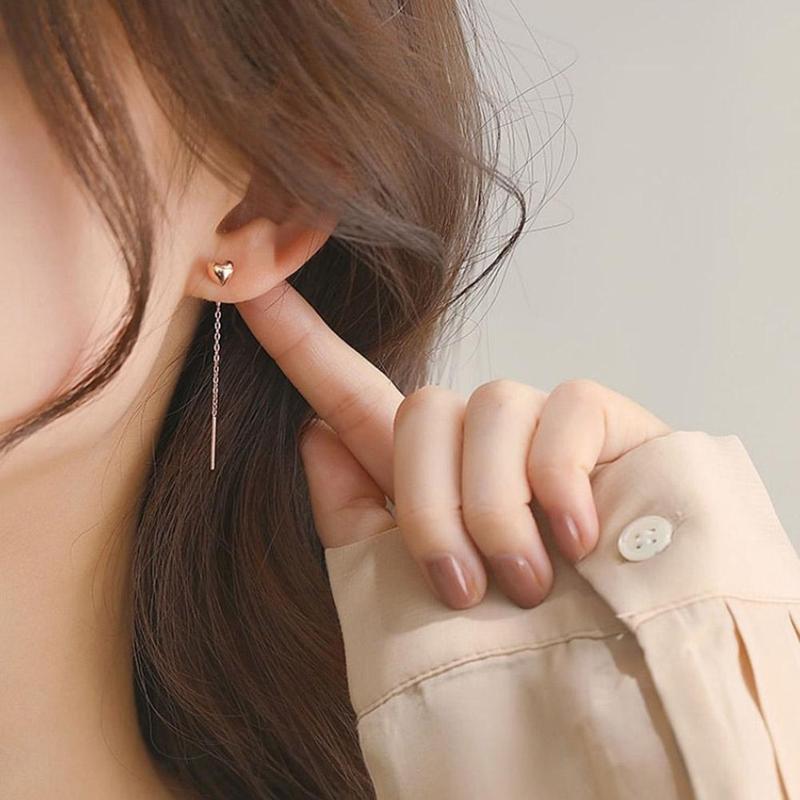 Product Introduction of 1Pair Heart Earrings Ins Temperament Long Heart-shaped Earrings Tassel K8Y8 32