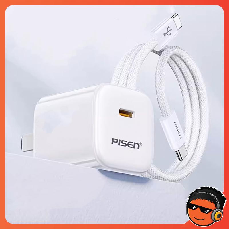 Combo Củ Cáp Sạc Nhanh Pisen 30W - Củ Sạc Nhanh PD 30W + Cáp Bọc Dù C-L, C-C, Hành Chính Hãng Pisen
