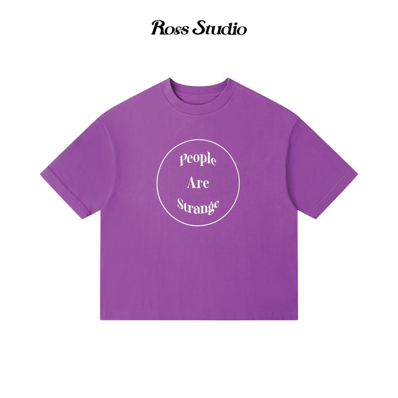 ROSS STUDIO - Áo Thun Tím "People Are Strange" In Lụa 280gsm Cotton Cổ Tròn - VIOLET T-SHIRT