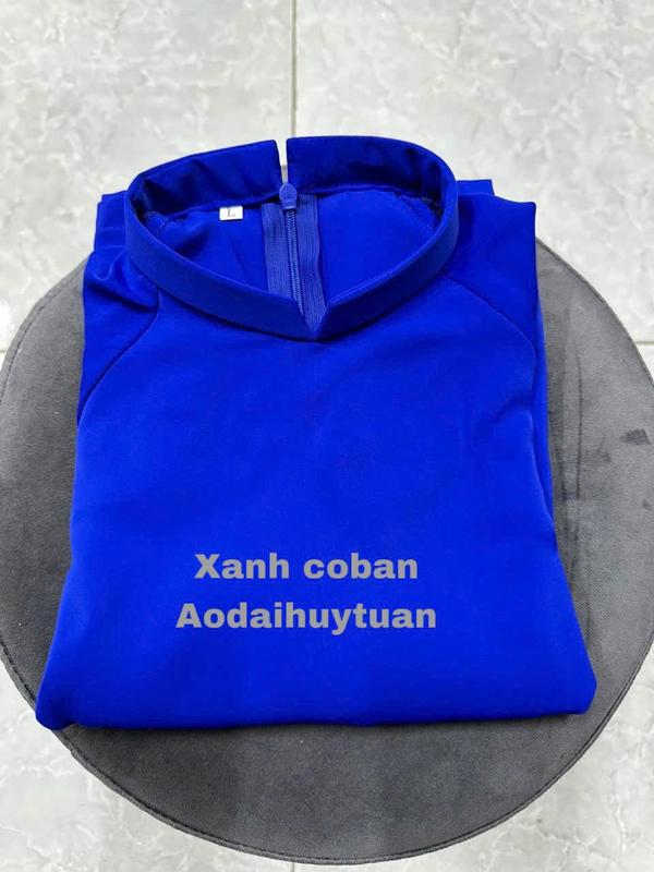 áo dài truyền thống lụa Mỹ  màu xanh coban, cổ 2 phân , trơn 5