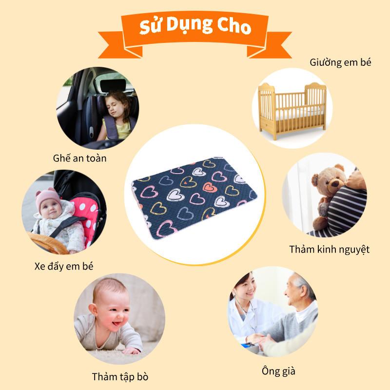 Tấm lót chống thấm trải giường, Nệm kinh nguyệt, Tấm lót chống thấm 2 mặt cho bé, Nước Có Thể Giặt 6