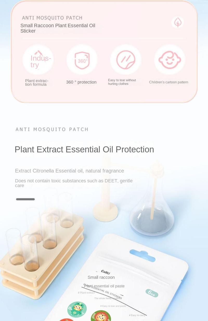 Product Introduction of Coati Essential Oil Stickers Repellent Floral Water Child Baby Baby Special Stickers Adult Outdoor Cartoon Stickers 1