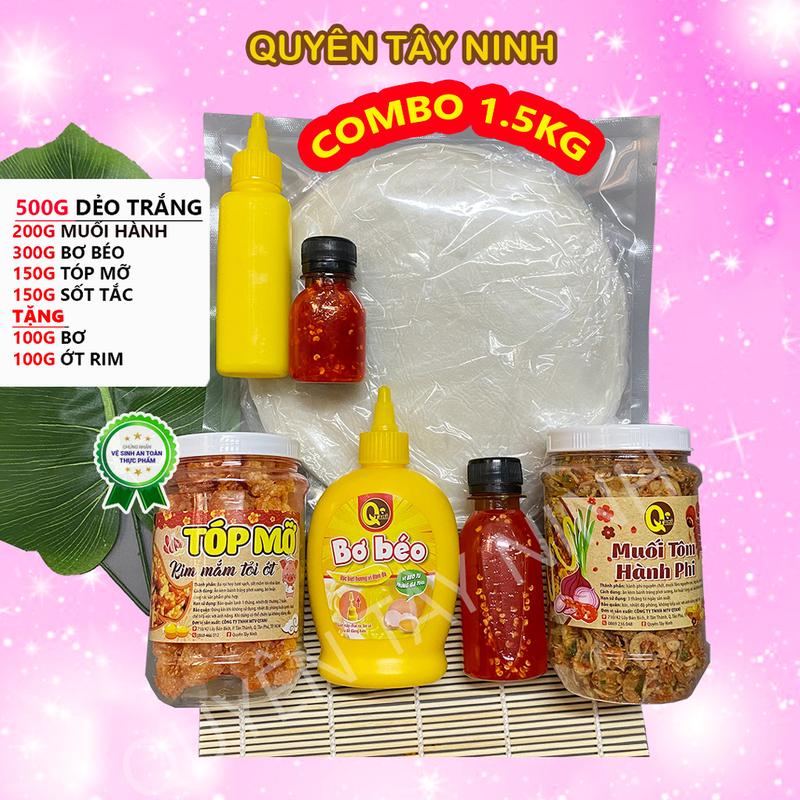 COMBO 1.5KG gồm BÁNH TRÒN PHƠI SƯƠNG TÂY NINH LOẠI MỎNG ĐẶC BIỆT + HỦ MUỐI TÉP HÀNH NGUYÊN CHẤT 100% SIÊU NGON + BƠ TRỨNG GÀ SIÊU BÉO + SỐT TẮC ỚT RIM