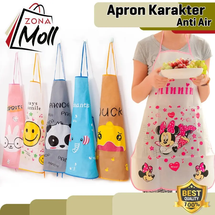 ZM APRON CELEMEK MASAK ANTI AIR MINYAK MOTIF KARAKTER LUCU