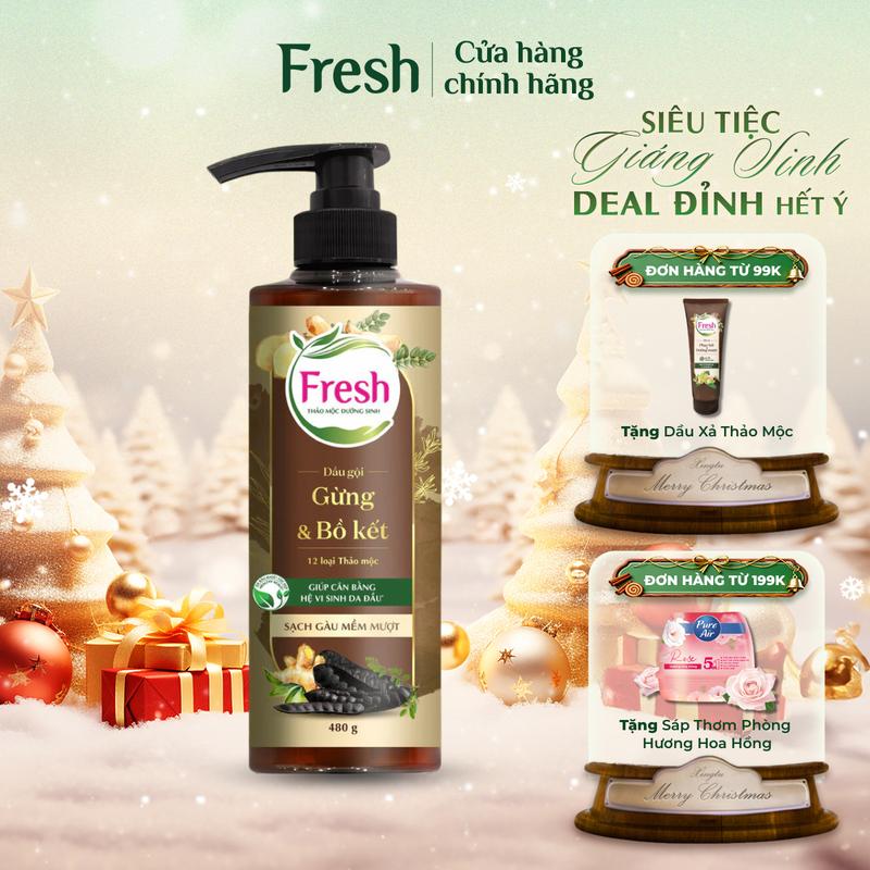 Livestream KOC Dầu Gội Thảo Mộc Dưỡng Sinh Fresh 480g - Sạch Gàu Mềm Mượt Với Gừng & Tinh Chất Bồ Kết - Giúp Nuôi Dưỡng Da Đầu Khỏe Mạnh & Hỗ Trợ Giảm Gàu Kiềm Dầu Cho Tóc