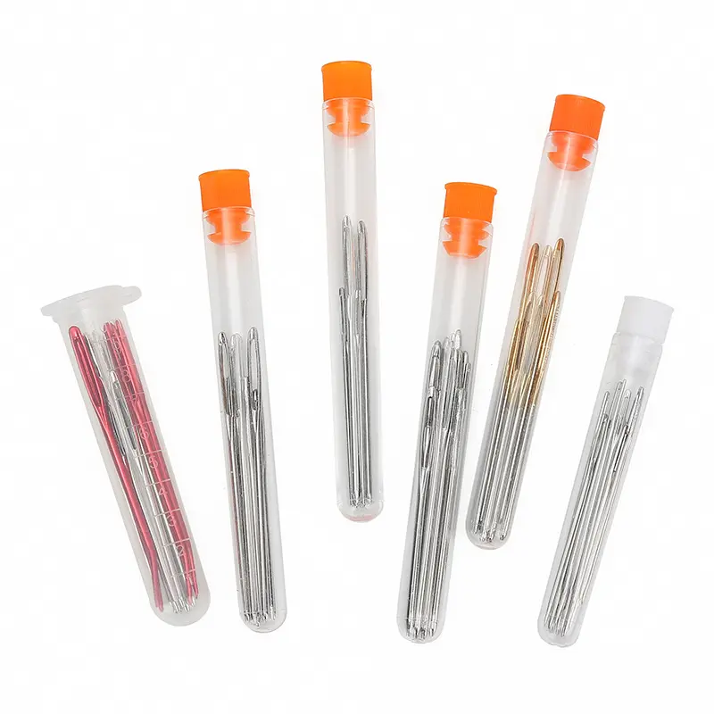 Factory Direct Supply 9pcs Transparent Needle Bottle Big Eye Blunt Hand Sewing Needle Set Sewing Needle Embroidery Needle Wholesale