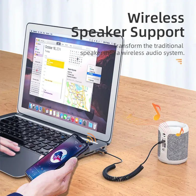 Bộ Chuyển Đổi Bluetooth sang USB Dongle, Tương thích với giắc cắm 3,5 mm, Âm thanh trên ô tô, Bluetooth 5.0, Bộ rảnh tay, Bộ thu trên ô tô, Bộ phát BT Phụ Kiện 4