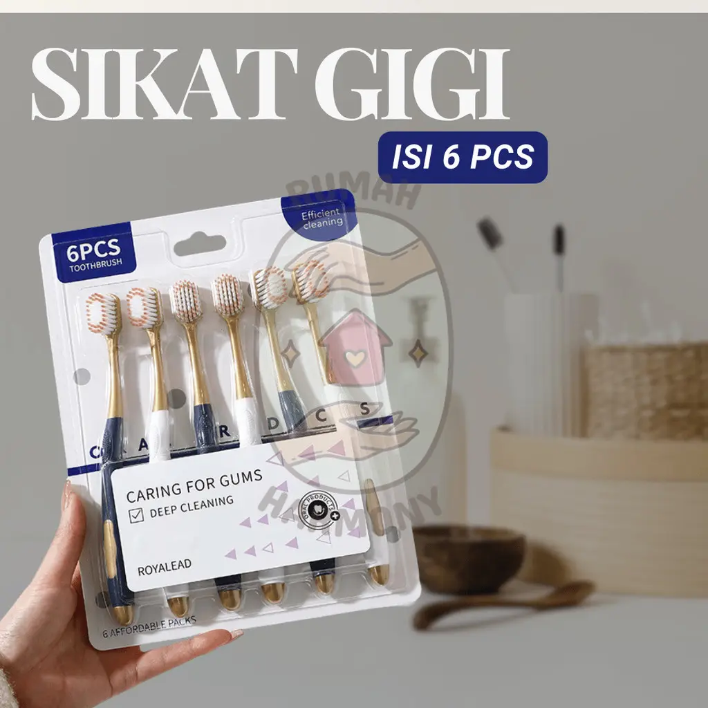 1 Set isi 6 Pcs Sikat Gigi Dewasa Lembut Bulu Halus