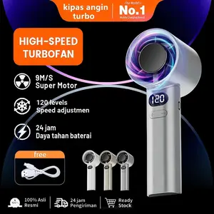 COD Kipas Angin Portable Kipas Angin Mini Portable USB Kipas mini Portable kipas angin portable tahan lama 24 jam Kipas Angin Turbo Portable High-speed kipas 100 Gear Wind kipas angin Digital Display Adjustable Turbo kipas tangan