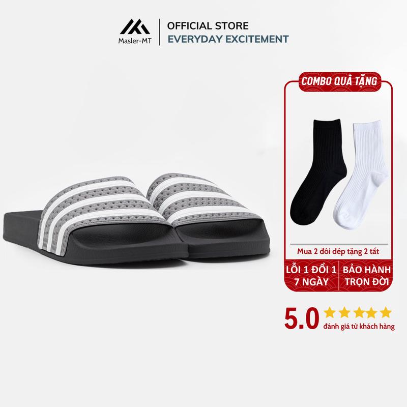 Dép Quai Ngang Nam Nữ M Masler-MT Kiểu Dáng 3 Sọc Xám,Chất Liệu Đế Cao Cấp Bền Bỉ Chống Nước XT1