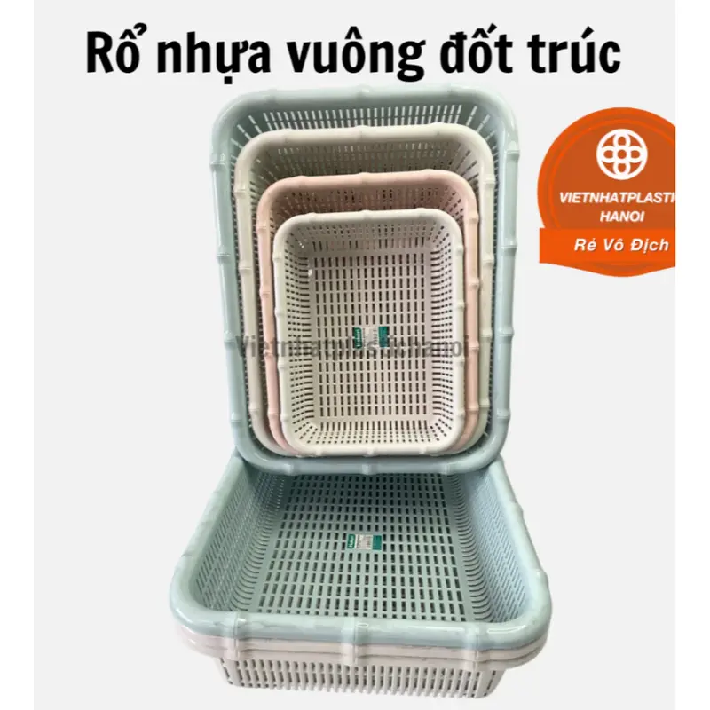 ( giá sỉ) Rổ Vuông Đốt Trúc ,rổ nhựa vuông đốt trúc đẹp có nhiều kích thước 6