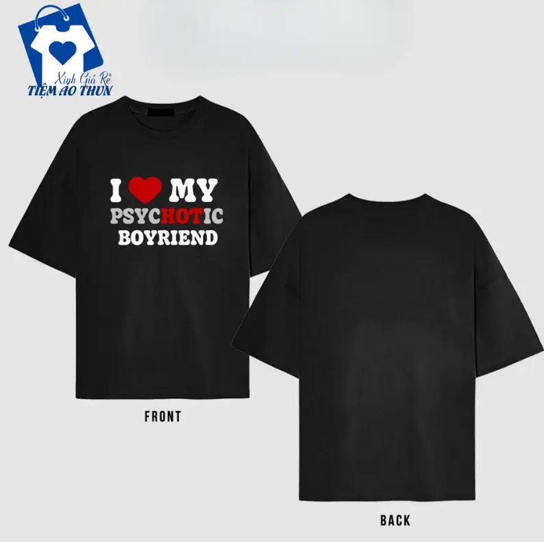 Áo thun in hình cặp đôi I Love My Girlfriend- I Love My BoyfriendChất cotton mát mềm thoáng khí, siêu thấm hút chuẩn form Hottrend 2025 - Top, Cổ tròn, Unisex
