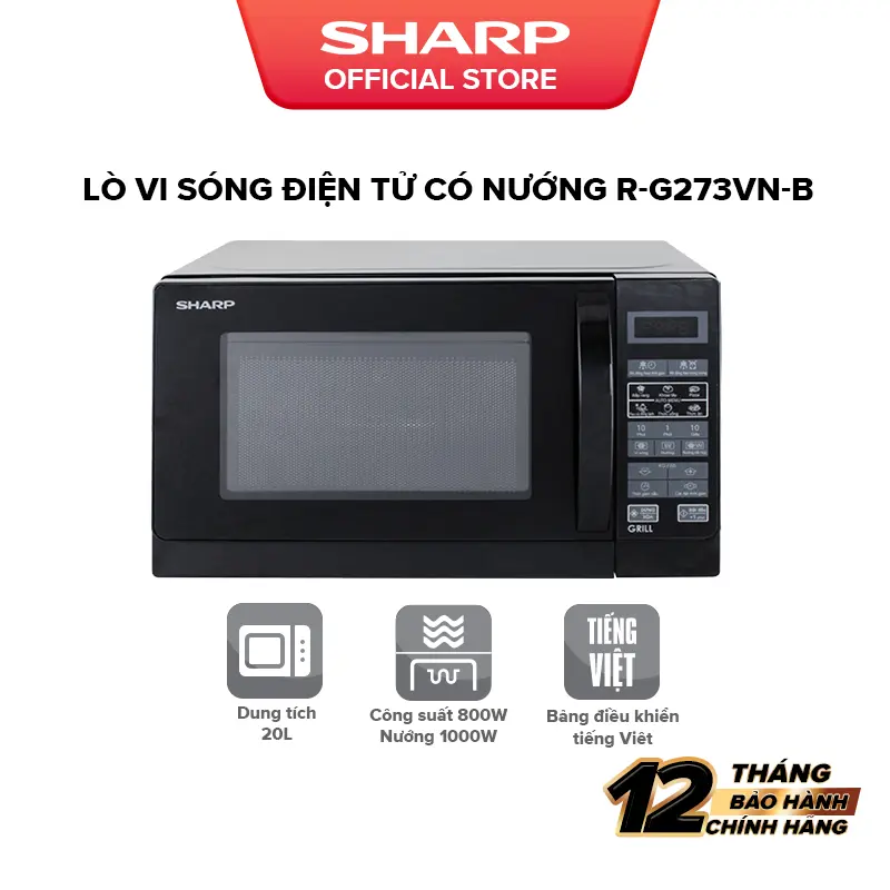 Lò Vi Sóng Kết Hợp Nướng Sharp R-G273VN-B 20L