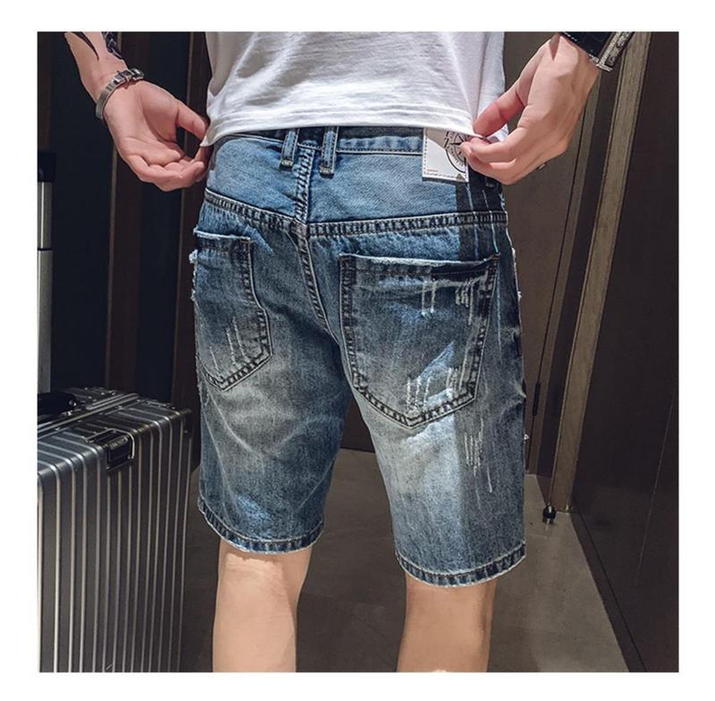Product Introduction of Quần Short Denim Rách, Phong Cách Hợp Xu hướng Mùa Hè, Dành Cho Nam Giới, Phong Cách Hàn Quốc, Thường Ngày Và Dễ Phối Đồ, Quần Short Dài Trung Bình Quần Hợp Xu hướng Xã Hội, [2301 Mua Lại] 10