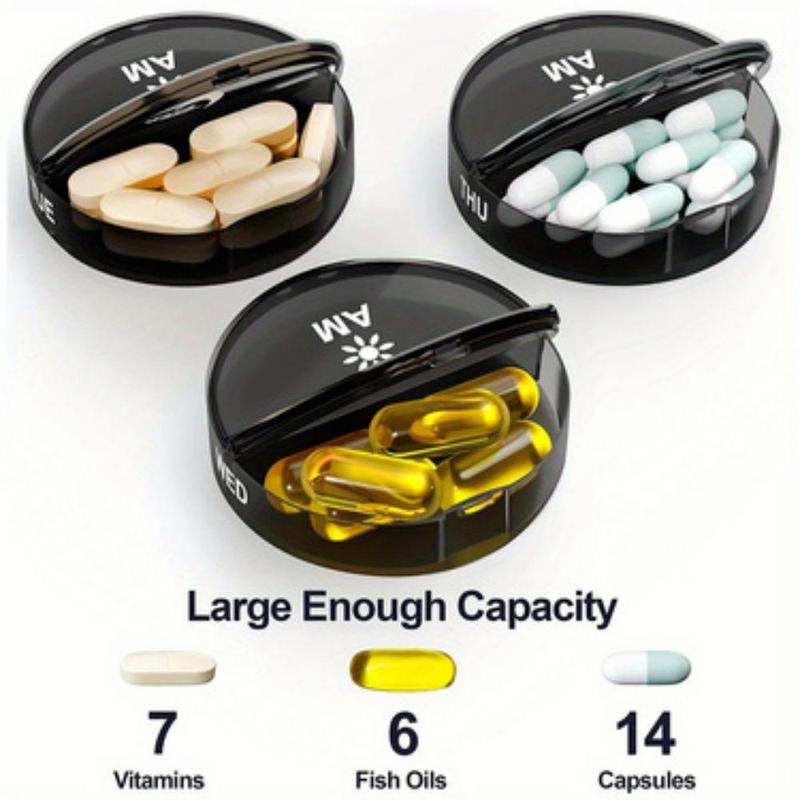 Large Capacity Weekly AM/PM Pill Organizer, 1 Count 7 Day Vitamin Pill Supplement Storage Box, Portable Pill Storage Box for Home Office Dormitory School 3