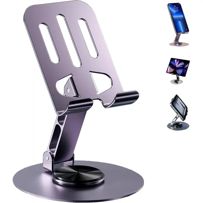360° Rotatable Double Foldable Phone Holder, Fully Adjustable Foldable Desktop Phone Holder, Phone Accessories for Home & Office, Folding 0