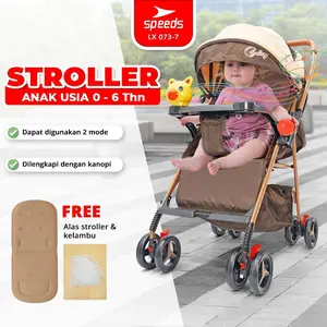 SPEEDS Stroller Kereta Dorong Bayi Fitur Premium Lengkap Portabel Stroller Anak Full Cover LX 073-7