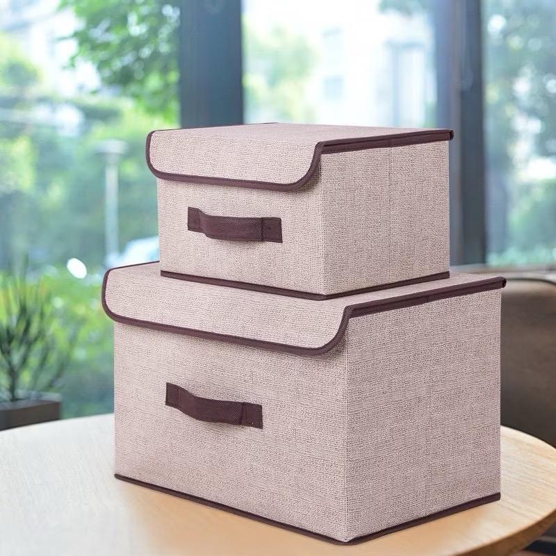 ￼Hộp đựng đồ bằng vải, combo 2 hộp to nhỏ 0