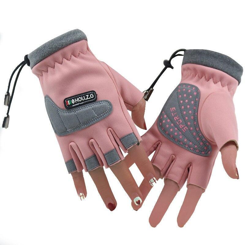 Hou Z.G Tali Anak-anak Tetap Hangat Setengah Jari Non-slip Sarung Tangan Bersepeda Roller Skating Sarung Tangan Anak Laki-laki Anak-anak Naik Sarung Tangan Tahan Air 5-12 Tahun