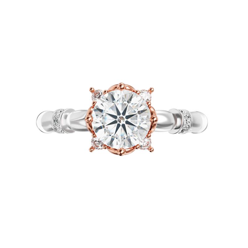 HuyThanhJewelry NDINO282 Nhẫn cầu hôn vàng trắng 14K Ghép vàng hồng trẻ trung gắn Đá Cz 2