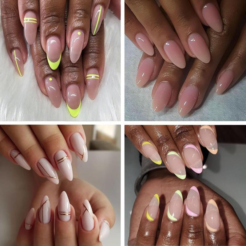 Transparent Almond Fake Nail Tips, 240pcs Short False Nail Tips, Full Cover Fake Nail Tips for Women & Girls DIY 8