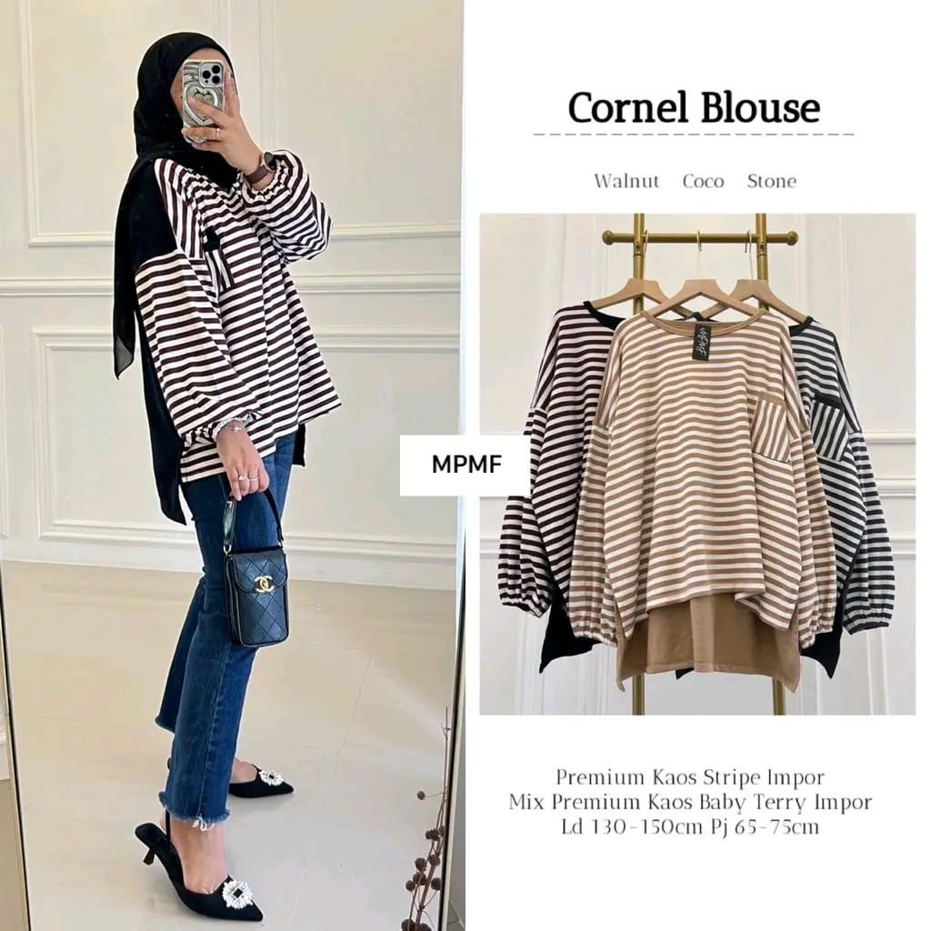 CORNEL BLOUSE (Kaos stripe import)