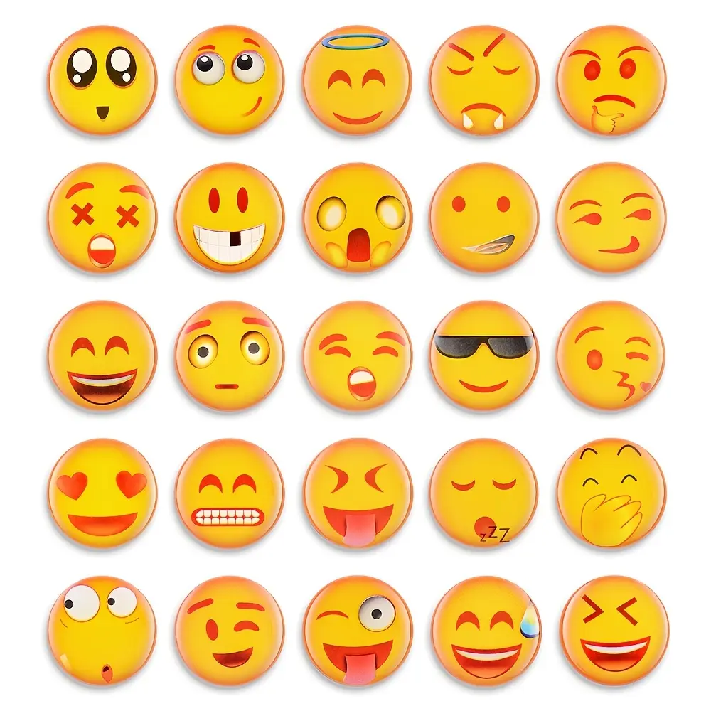 25pcs Vibrant Smile Face Fridge Magnets - Durable Decor for Office & Kitchen - Attractive Whiteboard magnets, Brighten Your Home Decor