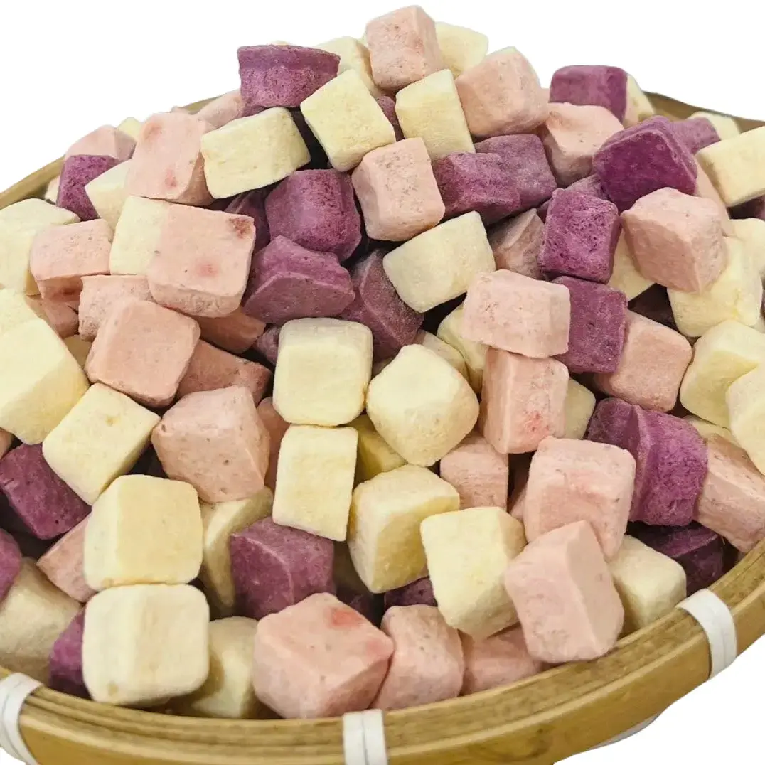 Sữa chua sấy giòn Mix 3 vị - Việt quất, dâu tây, vị truyền thống - ăn vặt ngon - đồ khô - Snack Ăn Vặt Food Vị Chua sua chua say gion