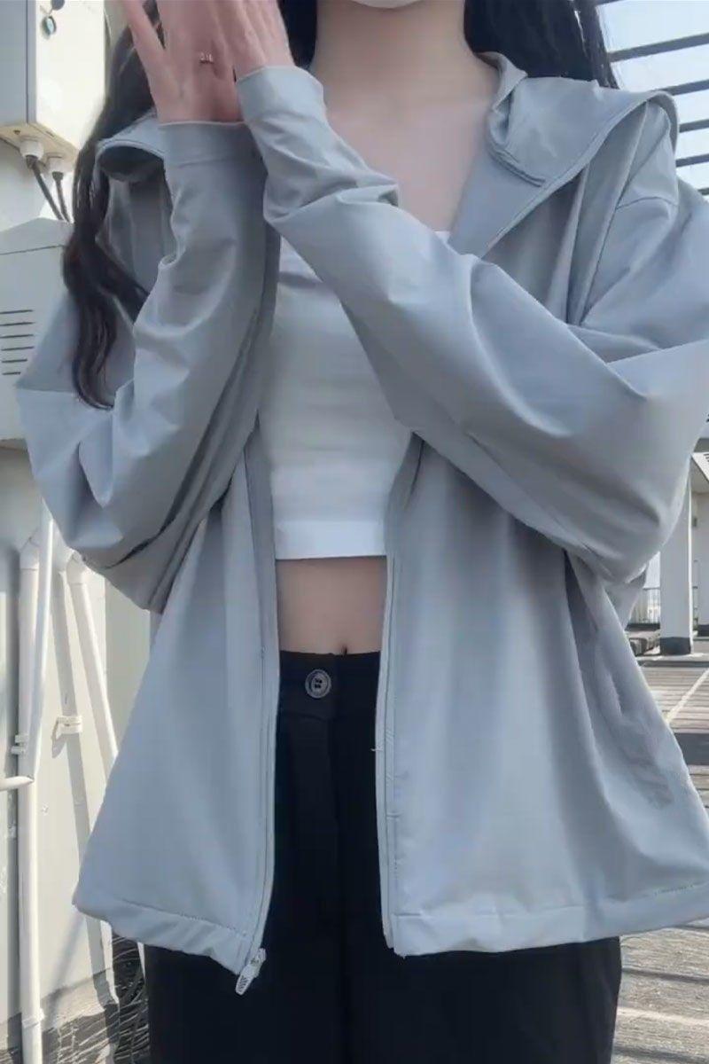 Product Introduction of Ice Silk Sun Protection Jacket for Women, Summer New Thin UV Breathable Loose Versatile Cardigan Coat with Hood 5
