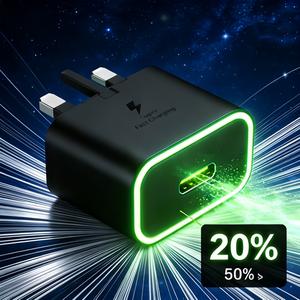 หัวชาร์จเร็วมาตรฐานสหราชอาณาจักร ซีรีส์สีดำ กำลังไฟ 20 วัตต์ zmi