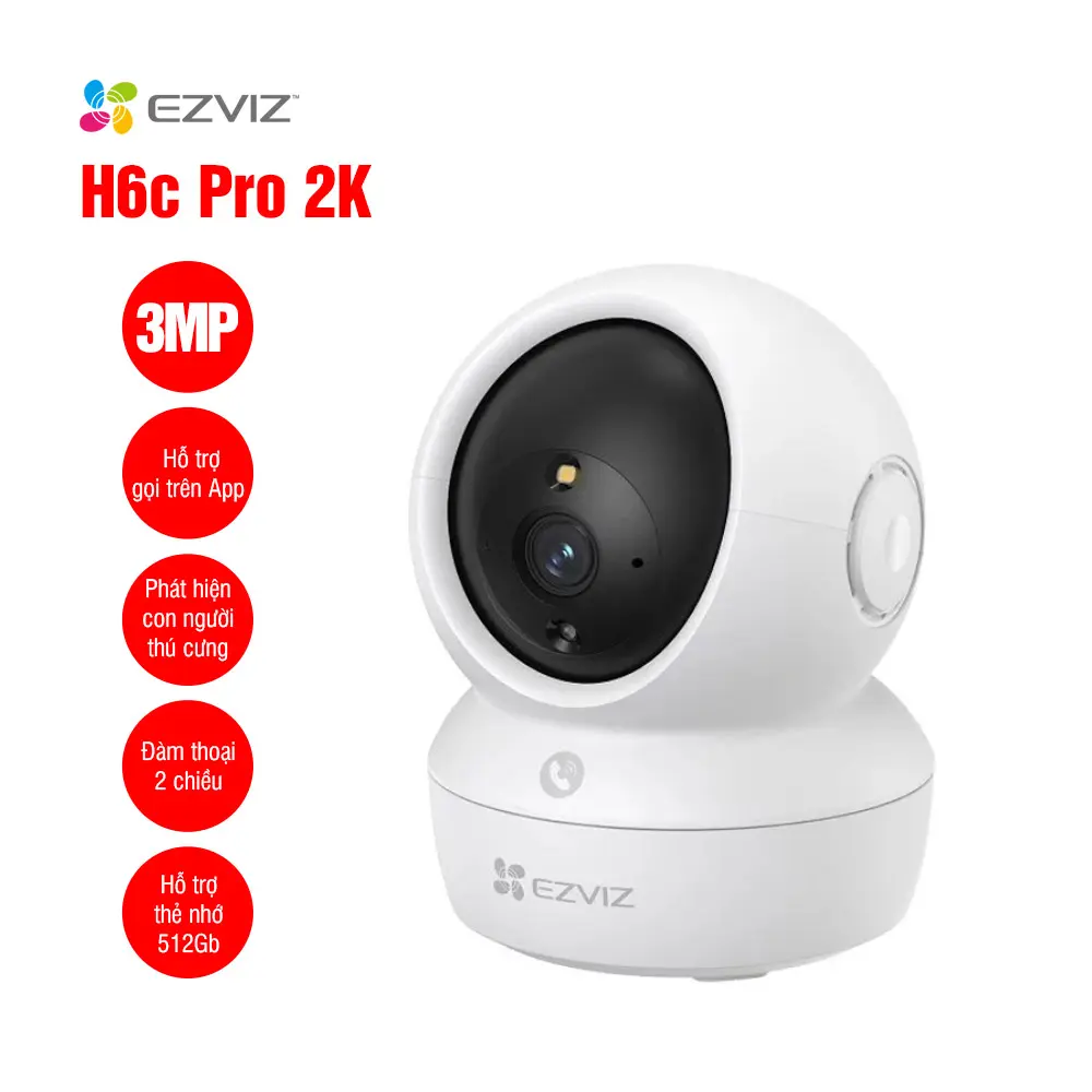 Camera quan sát EZVIZ CS-H6c Pro 2K (AI, 3MP, Color, LAN, nút gọi khẩn cấp) nang  luong