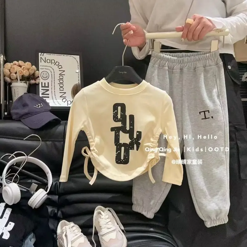 Áo Thun Dài Tay Cho Bé Gái, Phong Cách Hàn Quốc Mới, Thích Hợp Cho Mùa Xuân Và Mùa Thu, Áo Sơ Mi Lớp Nền Cho Trẻ Em Trung Và Lớn, Áo Dễ Phối Đồ Thường Ngày Hợp Xu hướng Quần Áo Trẻ Em 8