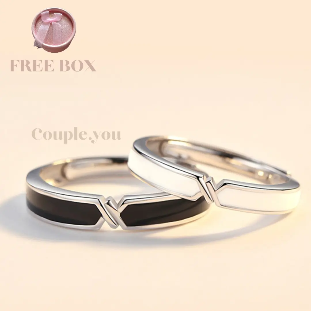 Cincin Couple Mobius Strip Hitam Putih dapat 2pcs