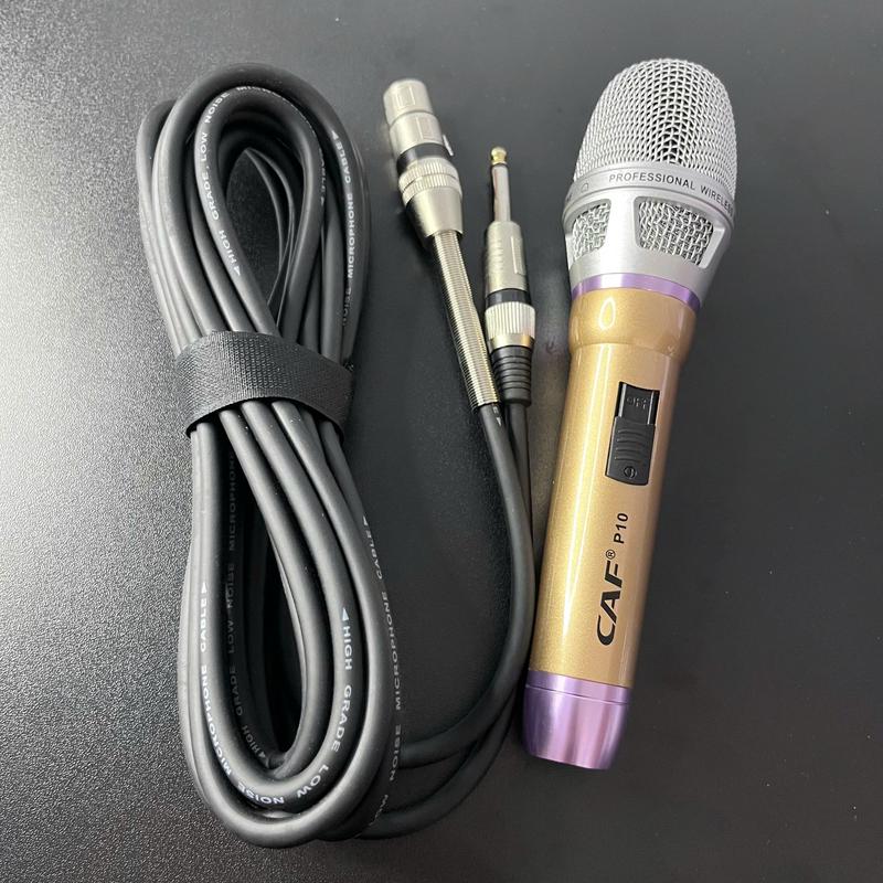 Micro Hát Karaoke có dây dài 6m cao cấp CAF P10 - Chống Hú Hát karaoke Tiếng Mic Sáng