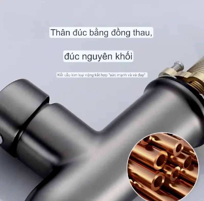 Vòi rửa chén nóng lạnh dây rút xoay 360 độ thân đồng thau Full chức năng xả chậu rửa hình cống  bồn ống  nước vòi  sen bát 2