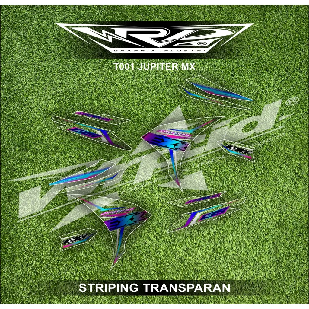 T001 sticker striping transparan jupiter mx 135 tema simpel bebas request